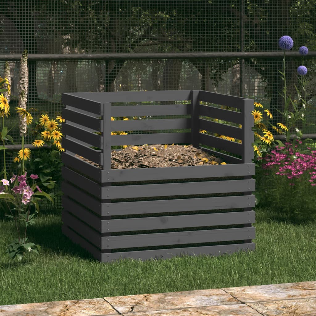 VIDAXL -Kompost -Bin 80x80x78 cm Festkiefergrau