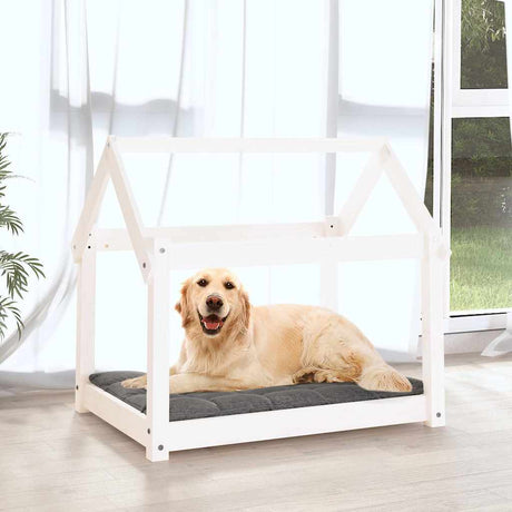 Vidaxxl Hundebett 81x60x70 cm massives Kiefernholz weiß