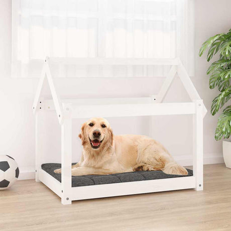 Vidaxxl Hundebett 81x60x70 cm massives Kiefernholz weiß