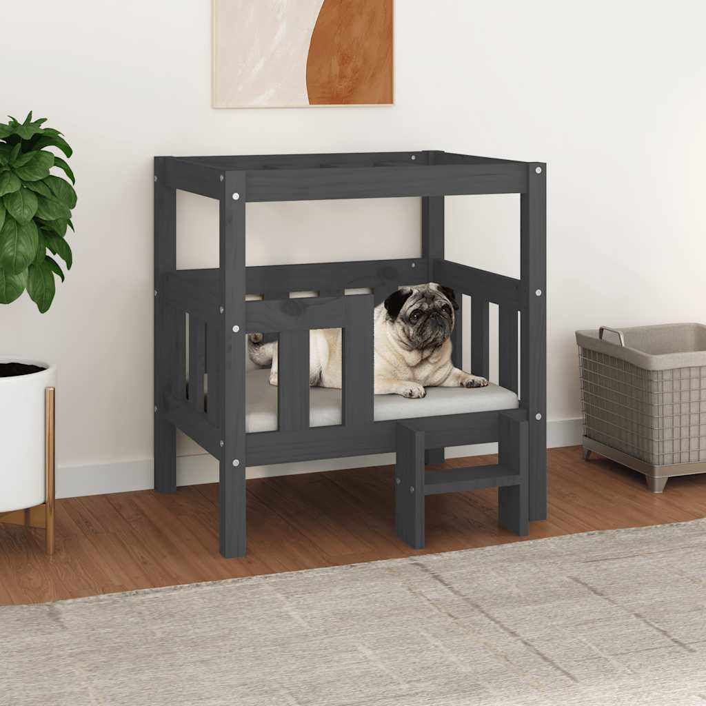 Vidaxl Hundekorb 65.5x43x70 cm Festkieferngrau grau