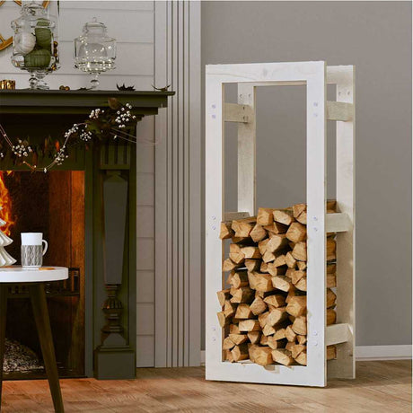 Vidaxx Kaminholzregal 41x25x100 cm massives Kiefernholz weiß