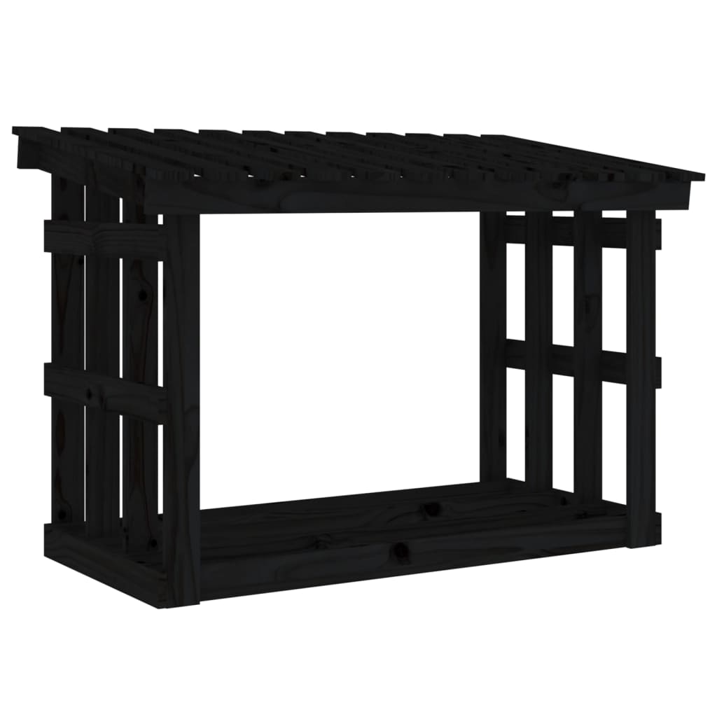 Vidaxl -Kamin Trek 108x64.5x77 cm Festkiefer Holz schwarz
