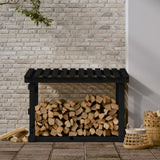 Vidaxl -Kamin Trek 108x64.5x77 cm Festkiefer Holz schwarz