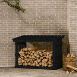 Vidaxl -Kamin Trek 108x64.5x77 cm Festkiefer Holz schwarz