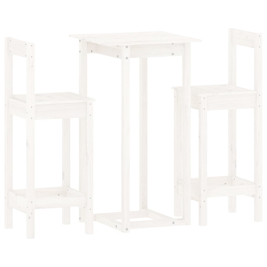 Vidaxl 3-delige barset massief grenenhout wit