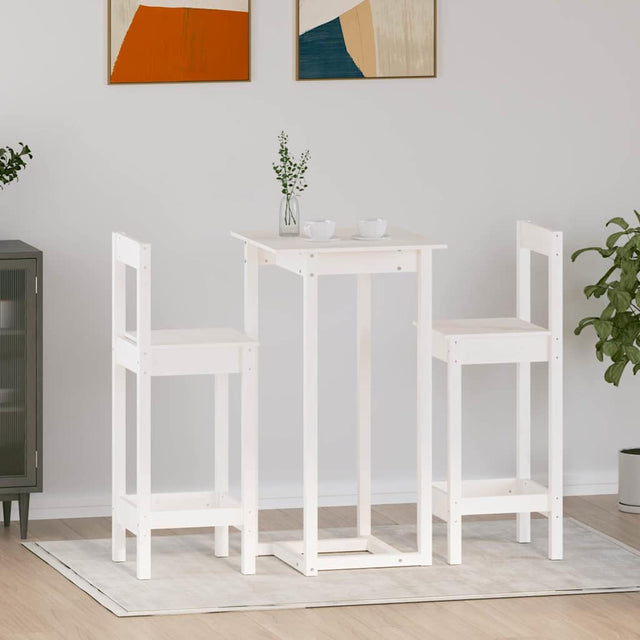 Vidaxl 3-delige barset massief grenenhout wit