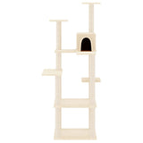 Vidaxl -Katzenmöbel mit Sisal -Kratzerpfosten 153 cm creme -gelenkt