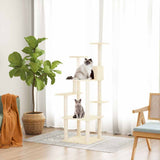 Vidaxl -Katzenmöbel mit Sisal -Kratzerpfosten 153 cm creme -gelenkt