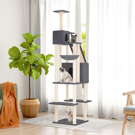 Vidaxl Katzenmöbel mit Sisal-Kratzstämmen 201 cm dunkelgrau