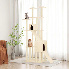 Vidaxl -Katzenmöbel mit Sisal -Kratzerpfosten 190 cm creme -gelenkt