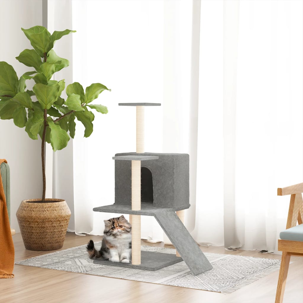 Vidaxl -Katzenmöbel mit Sisal -Kratzerpfosten 109 cm hellgrau