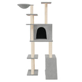 Vidaxl -Katzenmöbel mit Sisal -Kratzerpfosten 166 cm hellgrau