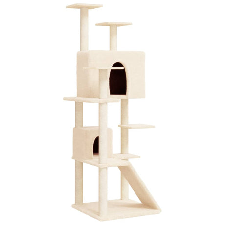 Vidaxl -Katzenmöbel mit Sisal -Kratzerpfosten 153 cm creme -gelenkt