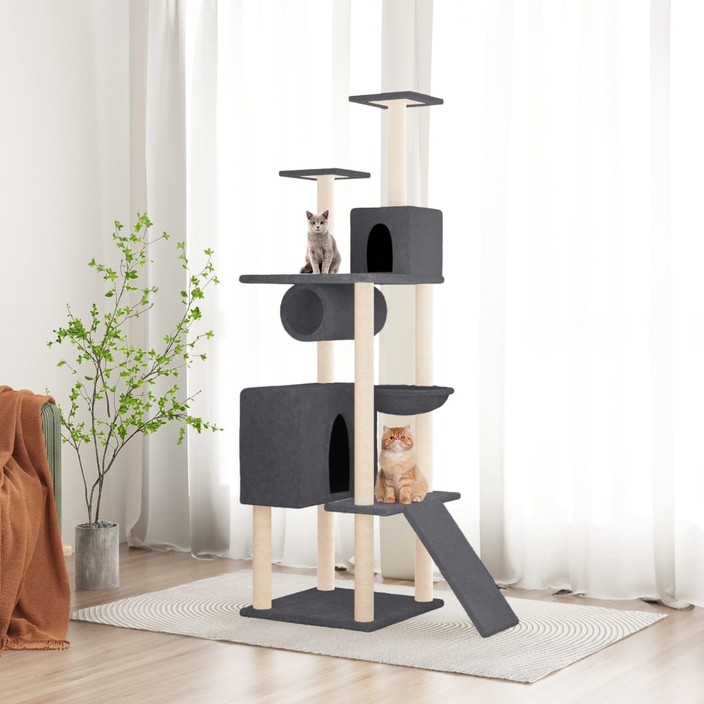 Vidaxl Katzenmöbel mit Sisal-Kratzstämmen 168 cm dunkelgrau