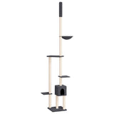 Vidaxxl Katzenmöbel raumhoch 258,5-284,5 cm dunkelgrau