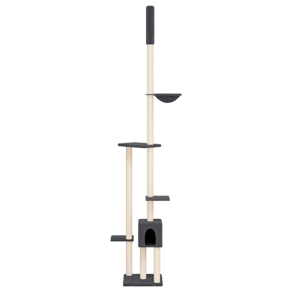 Vidaxxl Katzenmöbel raumhoch 258,5-284,5 cm dunkelgrau