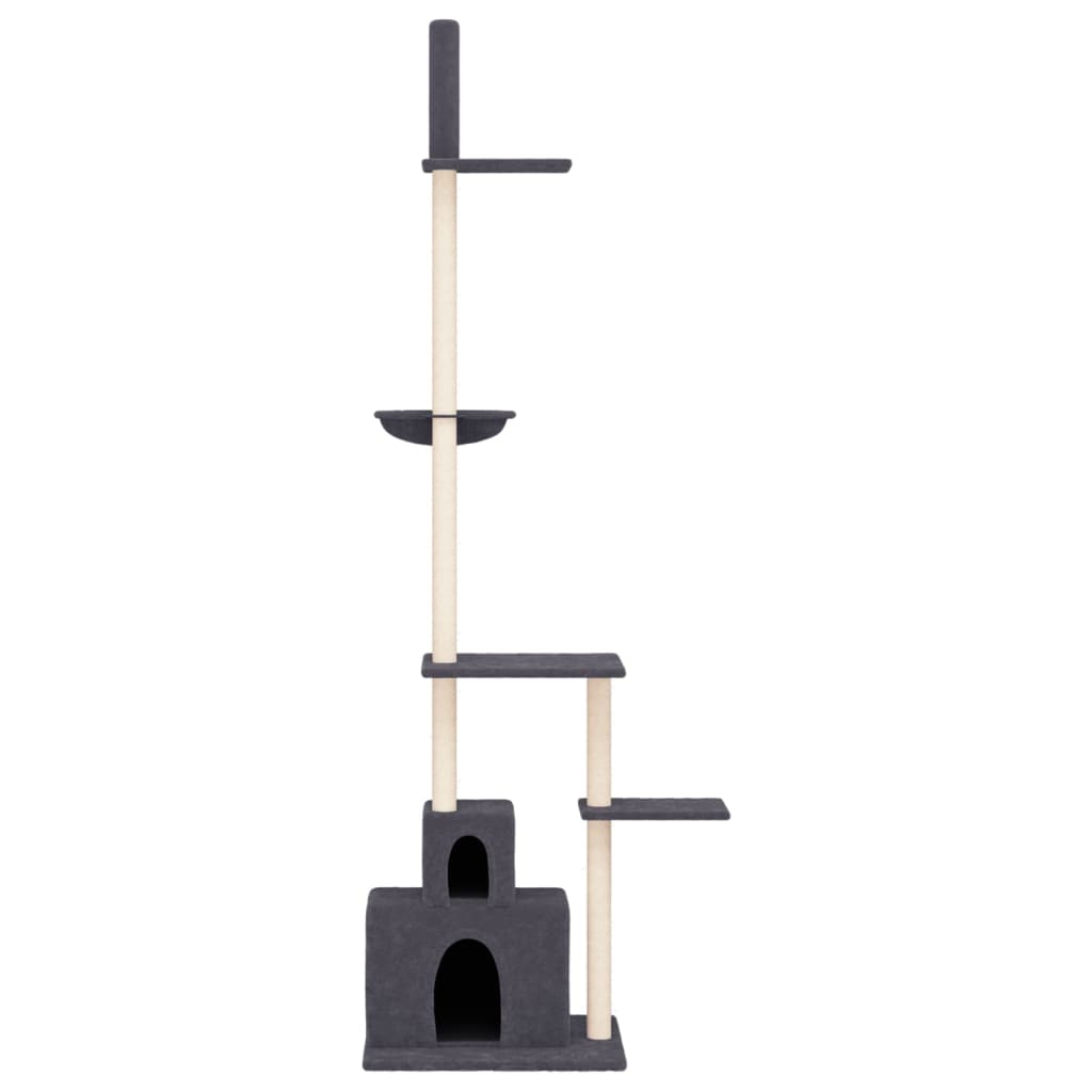 Vidaxxl Katzenmöbel raumhoch 250,5-276,5 cm dunkelgrau