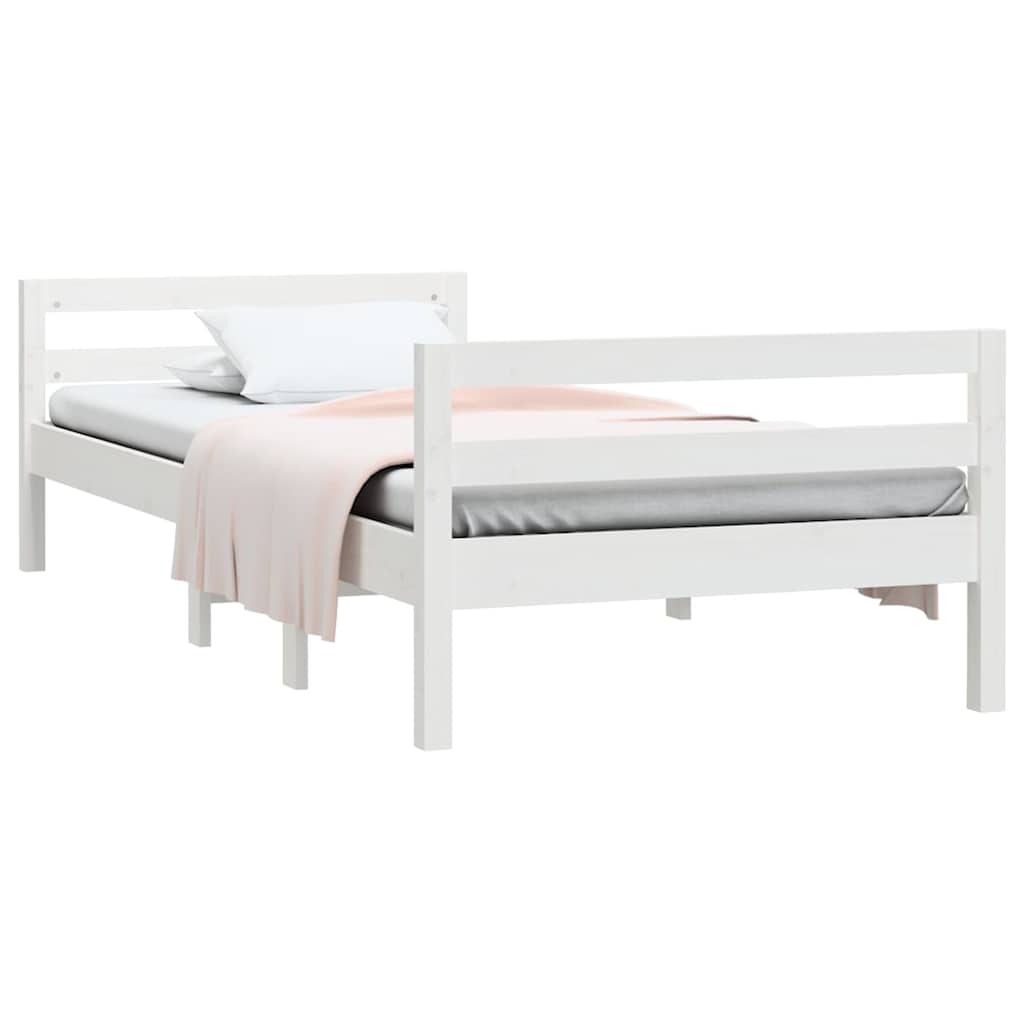 Vidaxl bedframe zonder matras massief grenenhout wit 75x190 cm