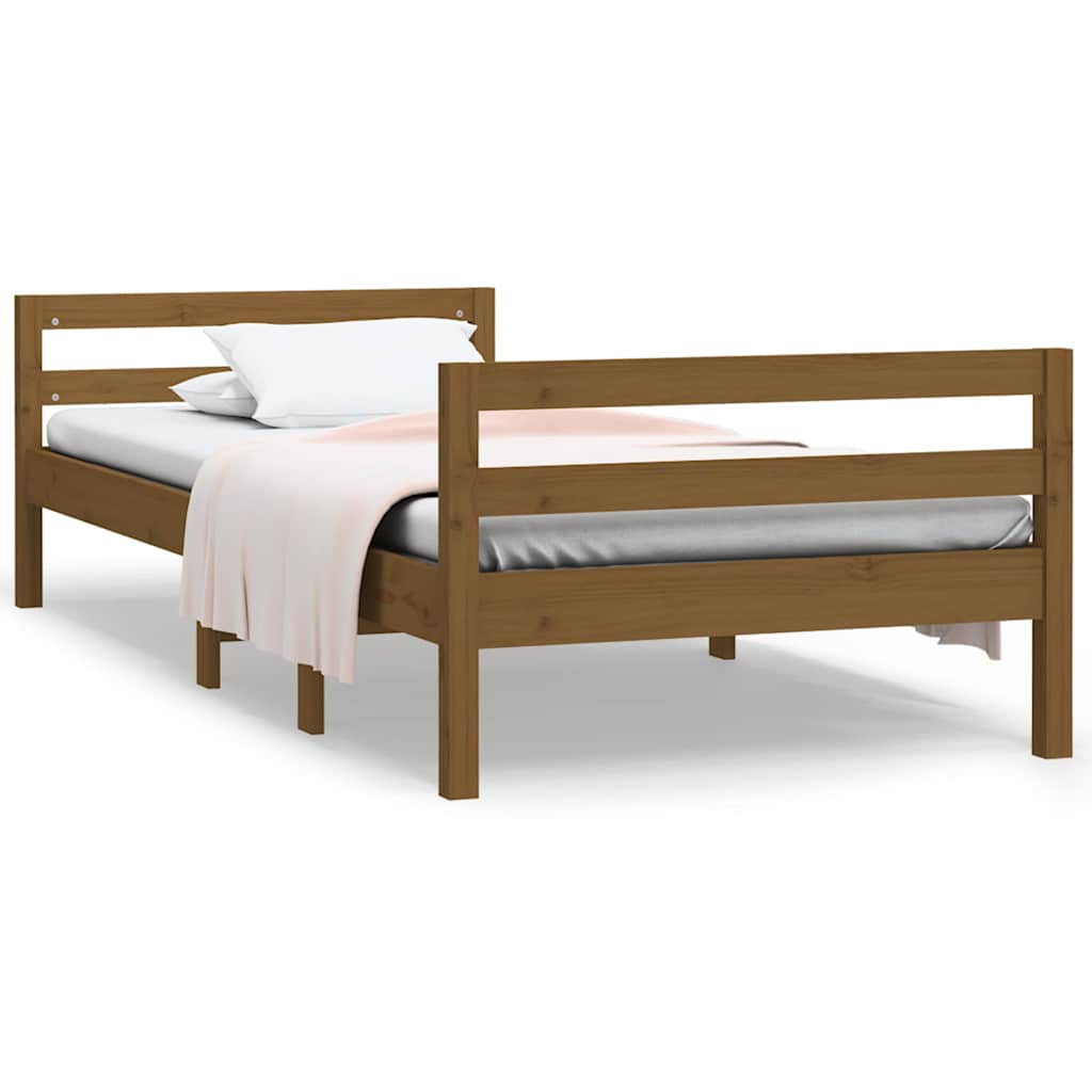 Vidaxl bedframe 75x190 cm massief grenenhout honingbruin