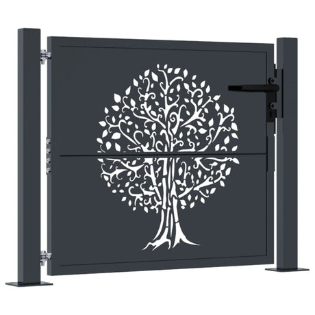 VIDAXL -Port 105x80 cm mit Baumdesign Stahl Anthrazit -gelöscht