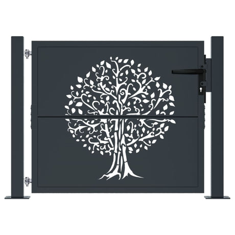 VIDAXL -Port 105x80 cm mit Baumdesign Stahl Anthrazit -gelöscht