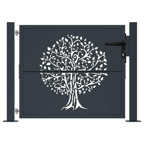 Vidaxxl Tor 100x75 cm mit Baumdesign Stahl Anthrazit