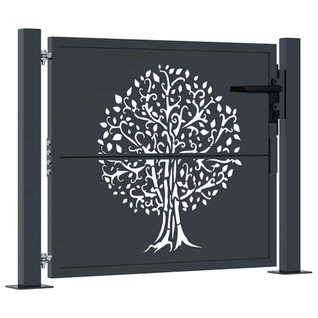 VIDAXL -Port 105x105 cm mit Baumdesign Stahl -Anthrazit -geläutet