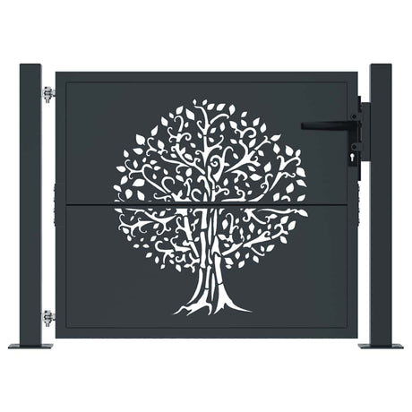 VIDAXL -Port 105x105 cm mit Baumdesign Stahl -Anthrazit -geläutet