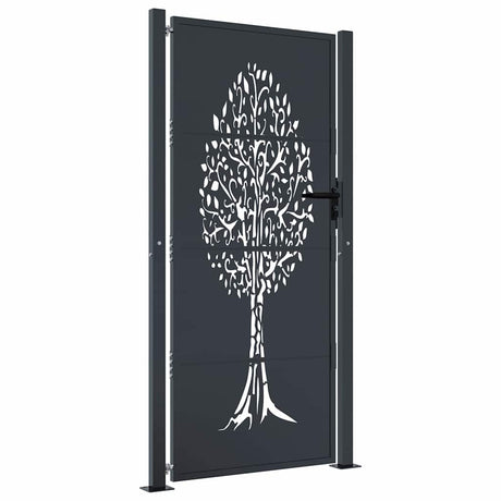 VidaXL Tor 100x175 cm mit Baumdesign Stahl Anthrazit