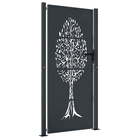 VIDAXL -Port 105x180 cm mit Baumdesign -Stahl -Anthrazit -Verschärfen