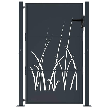 Vidaxxl Tor 100x150 cm mit Grasdesign, Stahl Anthrazit