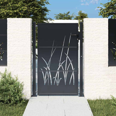 Vidaxxl Tor 100x150 cm mit Grasdesign, Stahl Anthrazit
