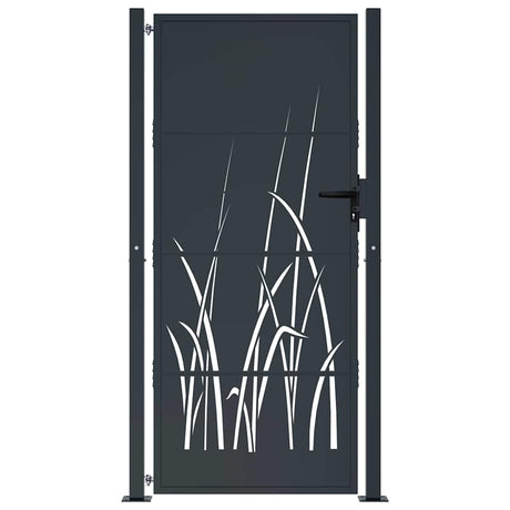 Vidaxxl Tor 100x175 cm mit Grasdesign Stahl Anthrazit