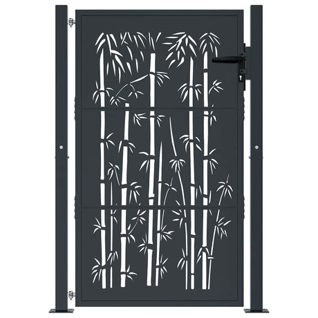 Vidaxxl Tor mit Bambusdesign 100x150 cm Stahl Anthrazit
