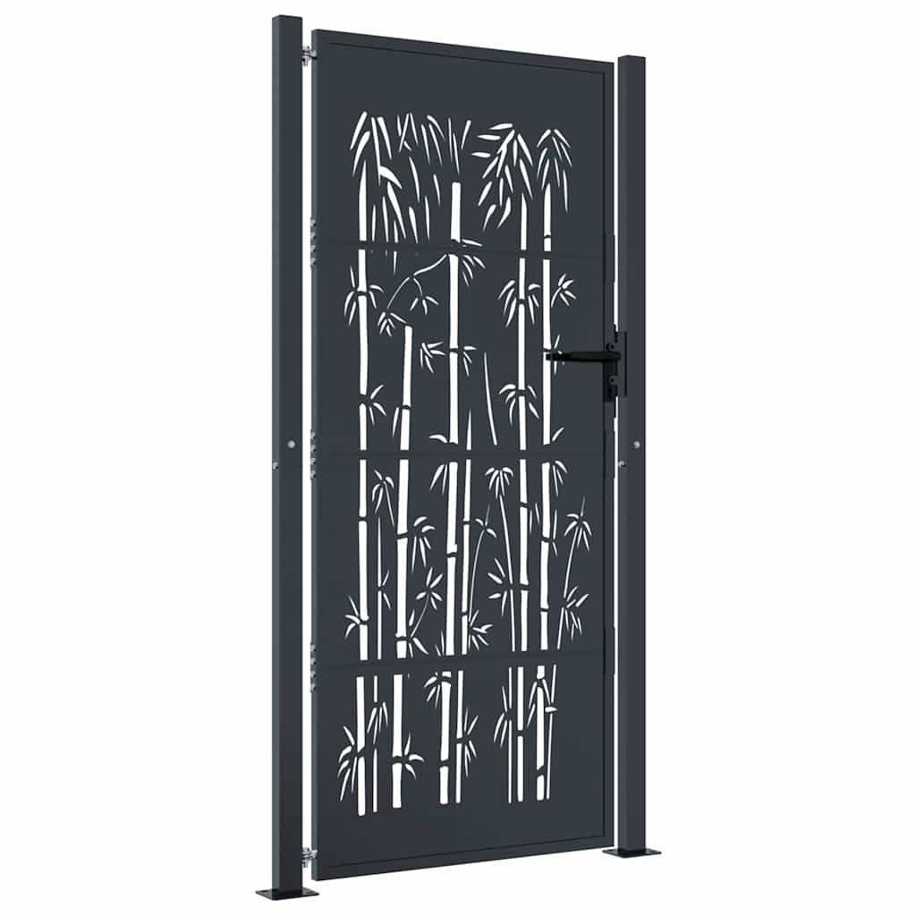 Vidaxxl Tor mit Bambusdesign 100x175 cm Stahl Anthrazit