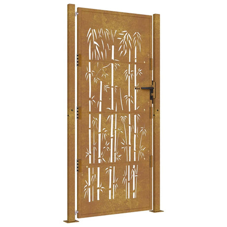 Vidaxxl-Tor mit Bambusdesign 105x205 cm Cortenstahl
