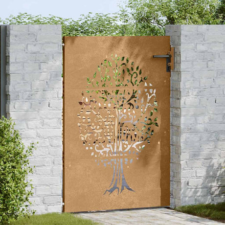 Vidaxxl-Tor 85x150 cm Baumdesign aus Cortenstahl
