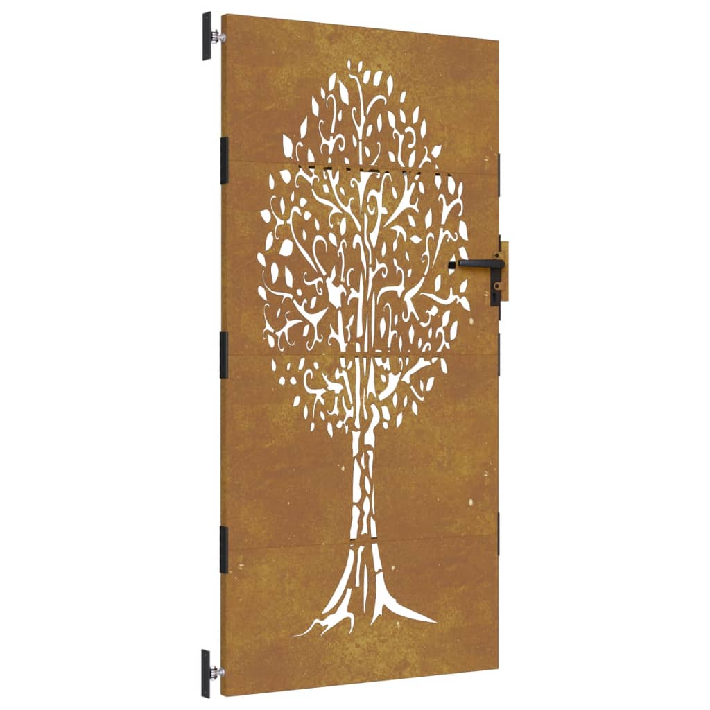 Vidaxxl-Tor 85x175 cm Baumdesign aus Cortenstahl