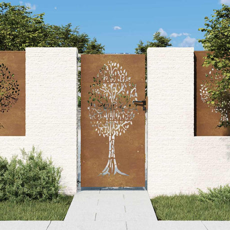 Vidaxxl-Tor 85x175 cm Baumdesign aus Cortenstahl