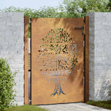 Vidaxxl-Tor 105x130 cm Baumdesign aus Cortenstahl