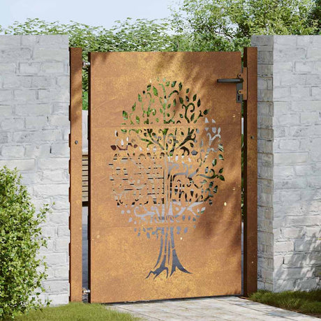 Vidaxxl-Tor 100x125 cm Baumdesign aus Cortenstahl