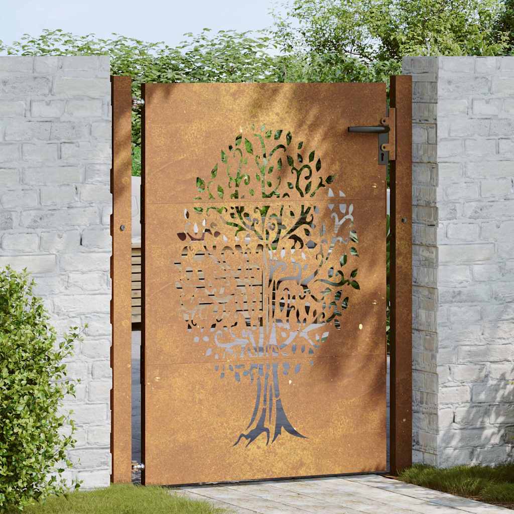 Vidaxxl-Tor 100x150 cm Baumdesign aus Cortenstahl
