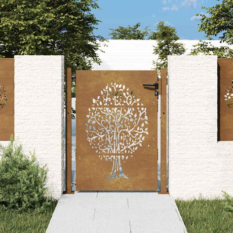 Vidaxxl-Tor 100x150 cm Baumdesign aus Cortenstahl