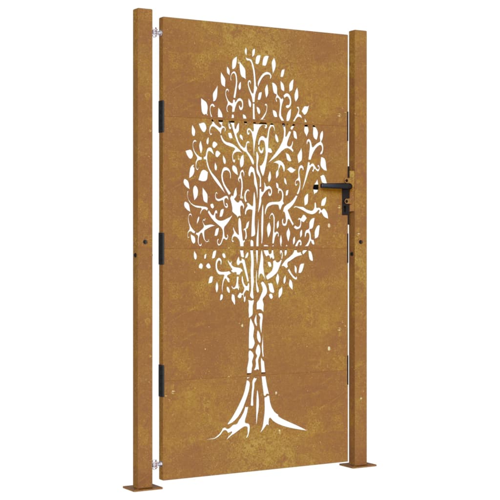 Vidaxxl-Tor 105x180 cm Baumdesign aus Cortenstahl