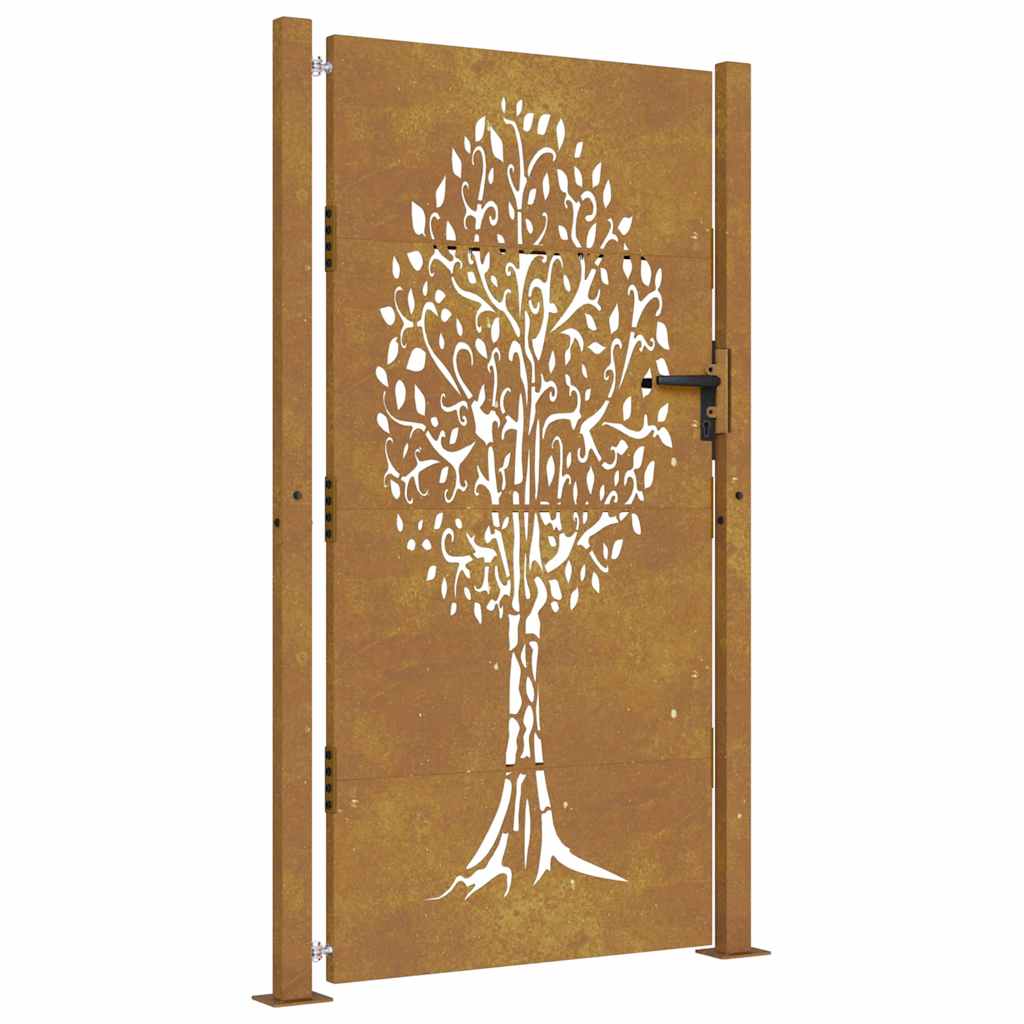 Vidaxxl-Tor 105x205 cm Cortenstahl-Baumdesign
