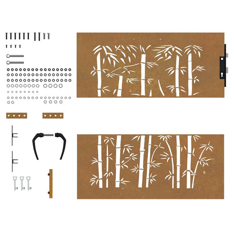 Vidaxl Poort 85x100 cm Bamboo Design Cortenstaal