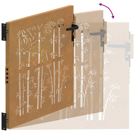Vidaxl Poort 85x100 cm Bamboo Design Cortenstaal