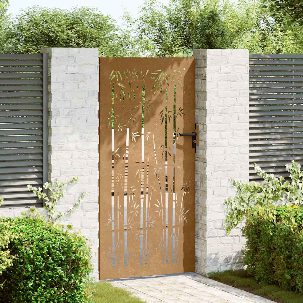 Vidaxxl Tor 85x200 cm Bambus Design Cortenstahl