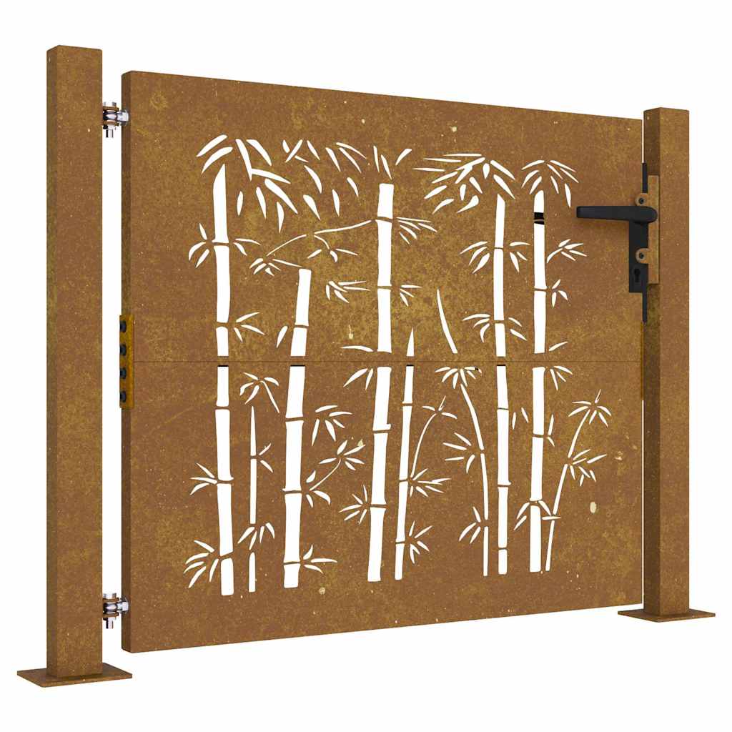 Vidaxxl-Tor 105 x 105 cm, Bambus-Design, Cortenstahl