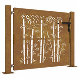 Vidaxxl-Tor 105 x 105 cm, Bambus-Design, Cortenstahl